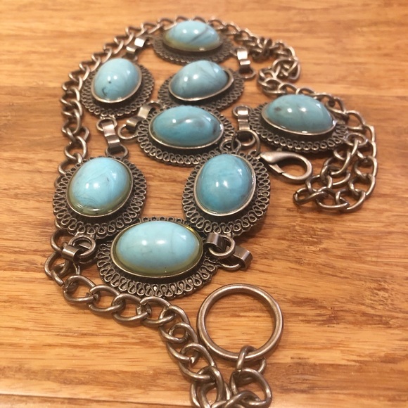 Accessories - Silver & turquoise vintage concho belt. 20-40" W